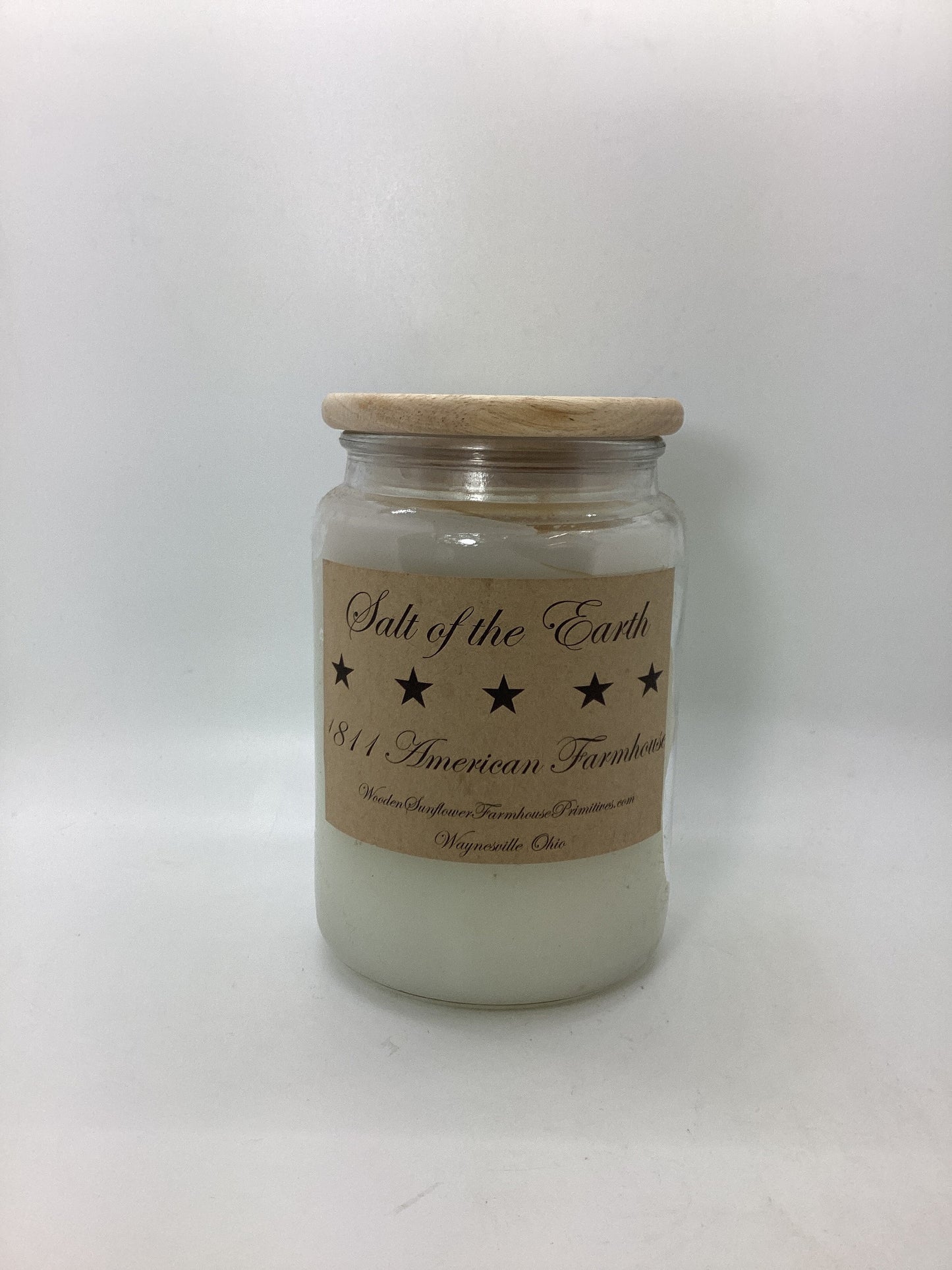 Salt of the Earth Highly Scented Candle/Apothecary Jar 26 oz/Paraffin Wax/Farmhouse Candle/Hand Poured Candle/Country-Primitive Candle