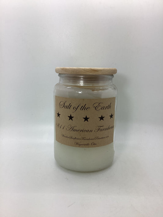 Salt of the Earth Highly Scented Candle/Apothecary Jar 26 oz/Paraffin Wax/Farmhouse Candle/Hand Poured Candle/Country-Primitive Candle