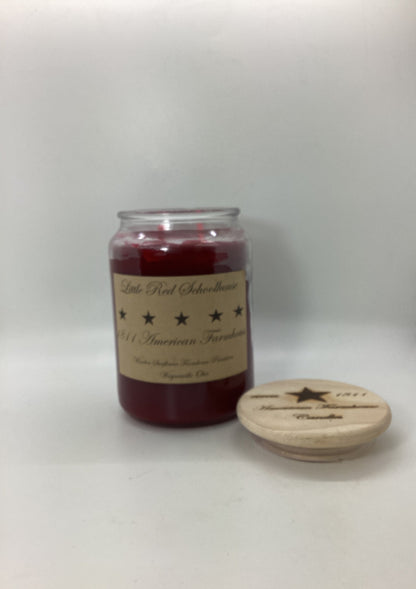 Little Red Schoolhouse/Highly Scented Candle/Apothecary Jar 26 oz/Paraffin Wax/Farmhouse Candle/Hand Poured Candle/Red Currant