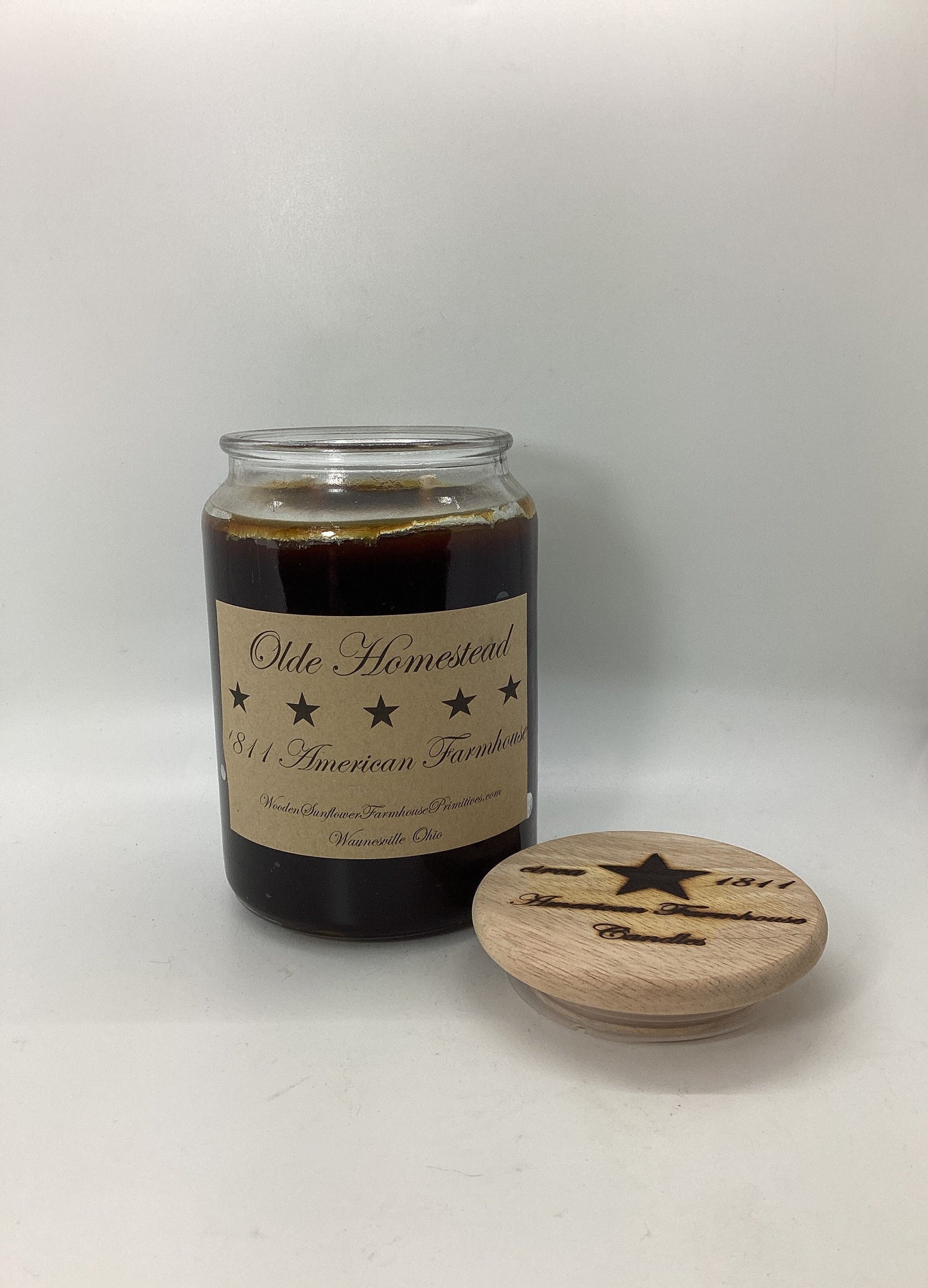 Olde Homestead Highly Scented Candle/Apothecary Jar 26 oz/Paraffin Wax/Farmhouse Candle/Hand Poured Candle/Country-Primitive Candle