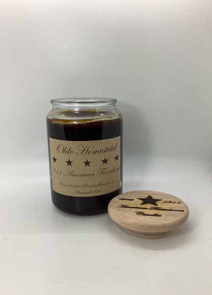 Olde Homestead Highly Scented Candle/Apothecary Jar 26 oz/Paraffin Wax/Farmhouse Candle/Hand Poured Candle/Country-Primitive Candle