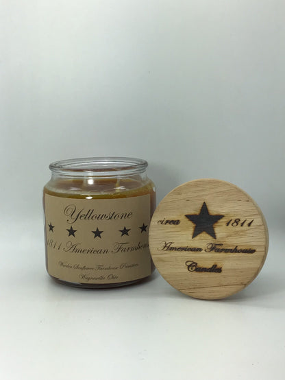 Yellowstone Highly Scented Candle/Apothecary Jar 18oz/Paraffin Wax/Farmhouse Candle/Hand Poured Candle/Country Primitive Candle