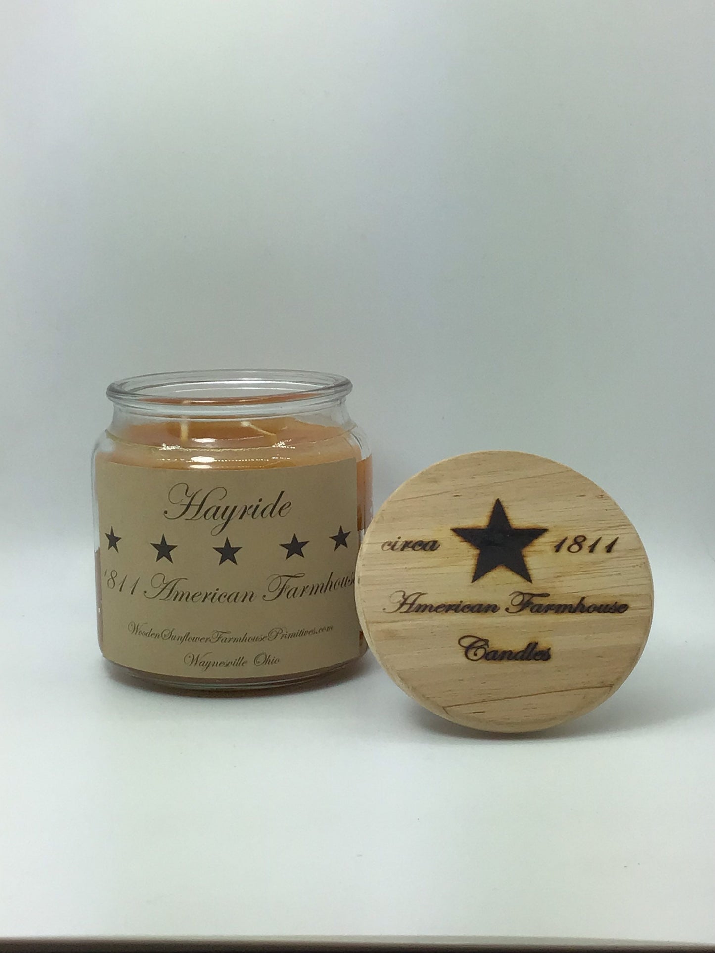 Hayride Highly Fragrant Candle/Apothecary Jar 18oz/Paraffin Wax/Hand Poured Candle/Farmhouse Candle/Country-Primitive Candle
