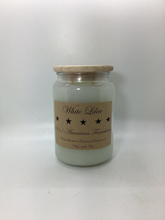 White Lilac  Highly Scented Candle  /Apothecary Jar 26 oz /Paraffin Wax/Farmhouse Candle/Hand Poured Candle/Country-Primitive Candle/Lilac