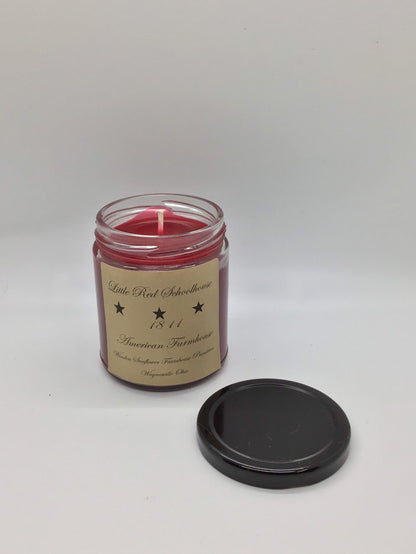 Little Red Schoolhouse/Highly Scented Candle/Jelly Jar 10oz/Paraffin Wax/Farmhouse Candle/Hand Poured Candle/Red Currant