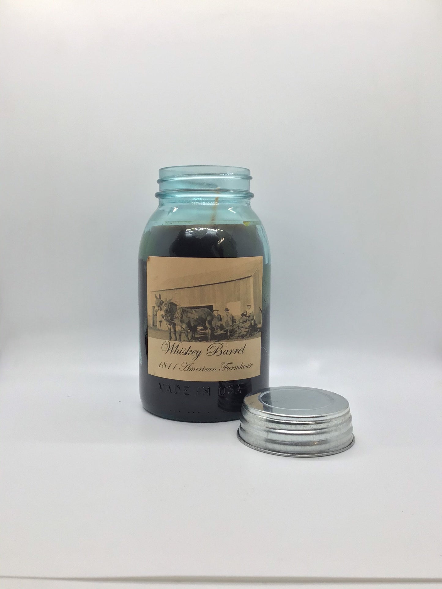 Whiskey Barrel Highly Scented Candle/32 oz Ball Jar/Paraffin Wax/Farmhouse Candle/Hand Poured Candle/Country-Primitive Candle
