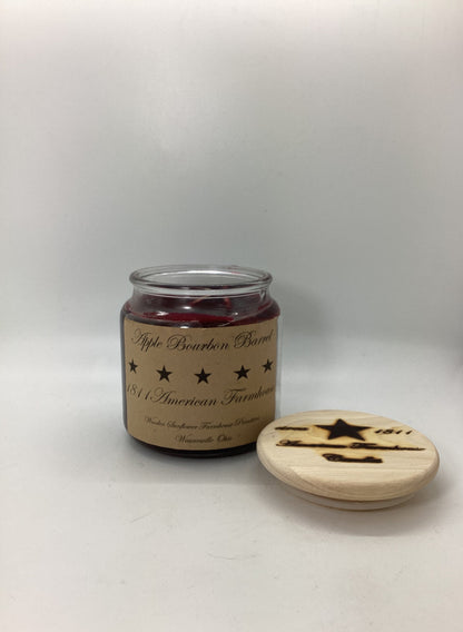 Apple Bourbon Barrel Highly Scented Candle/Apothecary Jar 18oz/Paraffin Wax/Farmhouse Candle/Hand Poured Candle/Country-Primitive Candle