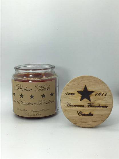 Punkin Mash Highly Fragrant Candle/Apothecary Jar 18oz/Paraffin Wax/Hand Poured Candle/Farmhouse Candle/Country-Primitive Candle