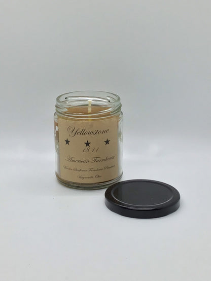 Yellowstone Highly Scented Candle/Apothecary Jar 9oz/Paraffin Wax/Farmhouse Candle/Hand Poured Candle/Country Primitive Candle