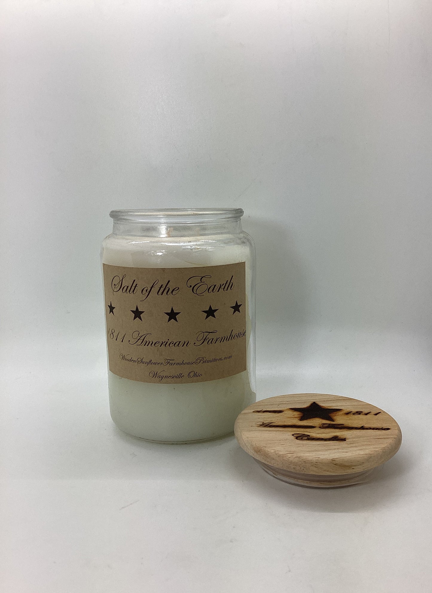 Salt of the Earth Highly Scented Candle/Apothecary Jar 26 oz/Paraffin Wax/Farmhouse Candle/Hand Poured Candle/Country-Primitive Candle
