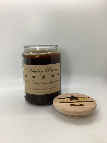 Whiskey Barrel Highly Scented Candle  /Apothecary Jar 26 oz /Paraffin Wax/Farmhouse Candle/Hand Poured Candle/Country-Primitive Candle