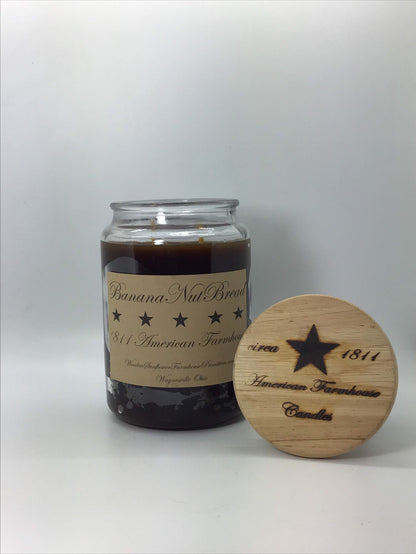 Banana Nut Bread Highly Scented Candle/Apothecary Jar 26oz/Paraffin Wax/Farmhouse Candle/HandPoured Candle/Country Primitive Candle/