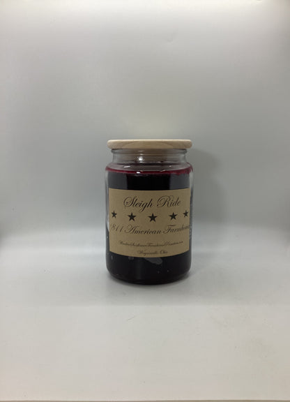 Sleigh Ride Highly Scented Candle/Apothecary Jar 26 oz/Paraffin Wax/Farmhouse Candle/Hand Poured Candle/Country-Primitive Candle
