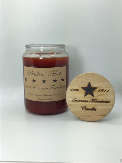 Pumpkin Mash Highly Scented Candle/Apothecary Jar 26 oz/Paraffin Wax/Farmhouse Candle/Hand Poured Candle/Country-Primitive Candle