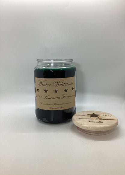 Winter Wilderness Highly Scented Candle/Apothecary Jar 26oz/Paraffin Wax/Farmhouse Candle/HandPoured Candle/Country Primitive Candle/