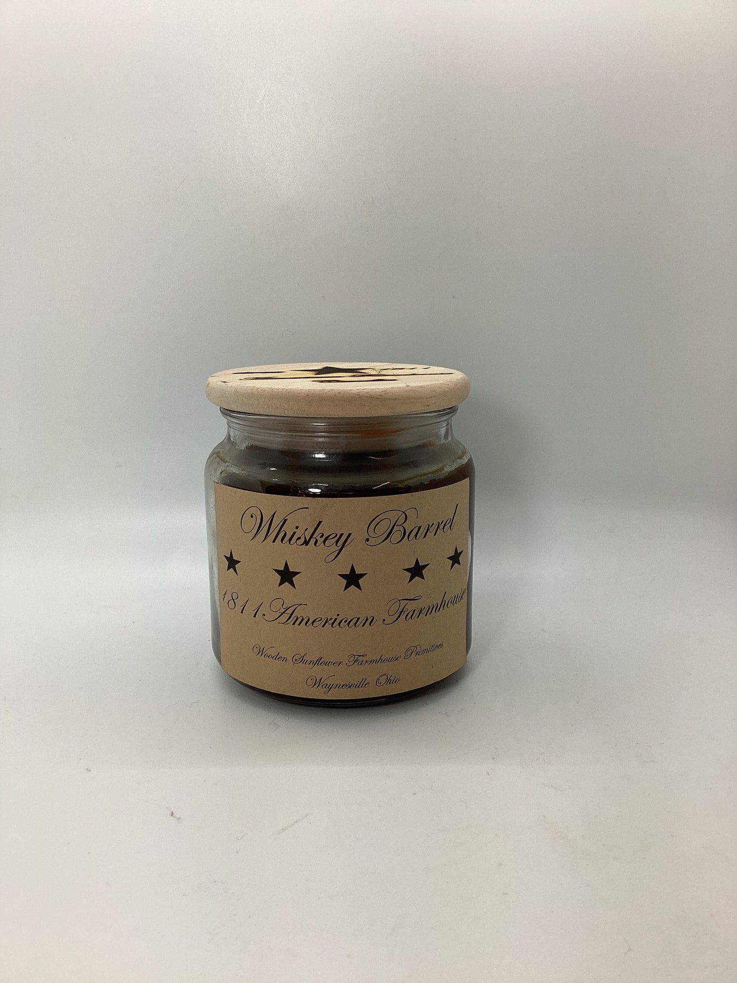 Whiskey Barrel Highly Scented Candle/Apothecary Jar 18oz/Paraffin Wax/Farmhouse Candle/Hand Poured Candle/Country-Primitive Candle