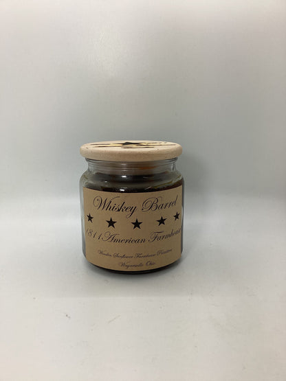 Whiskey Barrel Highly Scented Candle/Apothecary Jar 18oz/Paraffin Wax/Farmhouse Candle/Hand Poured Candle/Country-Primitive Candle