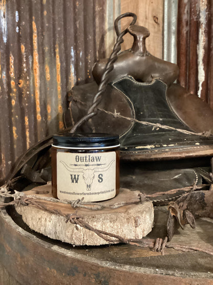 Outlaw/mens cologne scent/Soy Candle/Western Home Decor/Cowboy Candle/Western Candle/