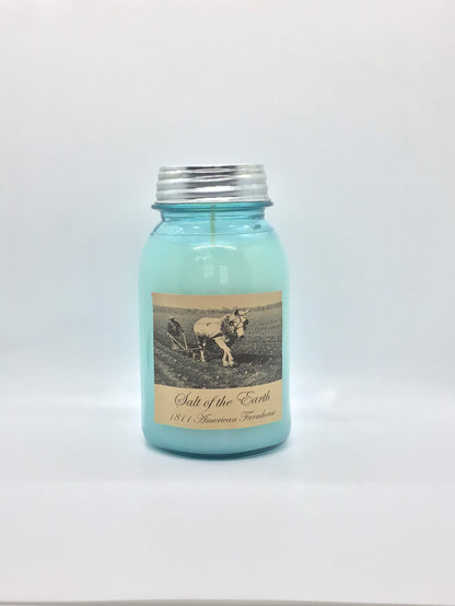Salt of the Earth Highly Scented Candle/32oz Ball Jar/Paraffin Wax/Farmhouse Candle/Hand Poured Candle/Country-Primitive Candle