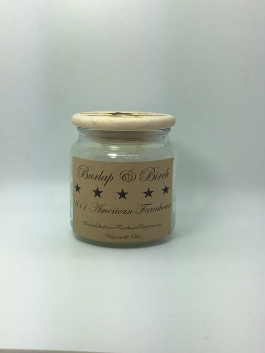 Burlap & Birch Highly Fragrant Candle/Apothecary Jar 18oz/Paraffin Wax/Hand Poured Candle/Farmhouse Candle/Country-Primitive Candle