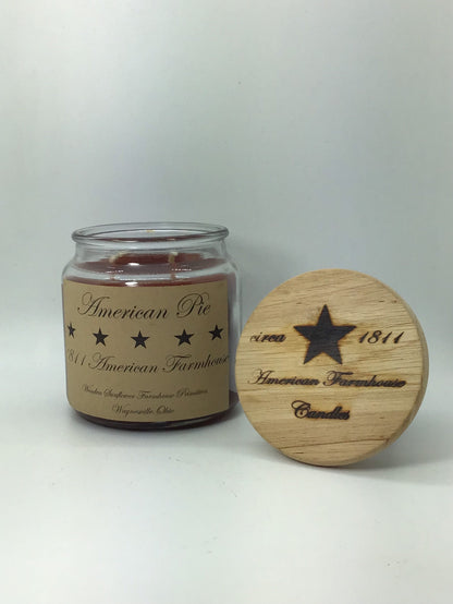 American Pie/Highly Scented Candle/18oz Apothecary Jar/Paraffin Wax/Farmhouse Candle/Hand Poured Candle/Peach Fragrance