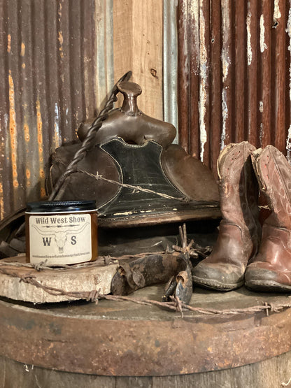 Wild West Show/cedar/leather/woody/Soy Candle/Western Home Decor/Cowboy Candle/Western Candle/
