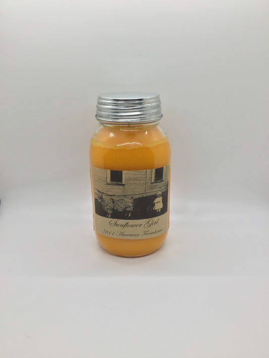 Sunflower Girl/Highly Scented Candle/Ball Jar 32oz/Paraffin Wax/Farmhouse Candle/Hand Poured Candle/Sweet Orange and Sriracha