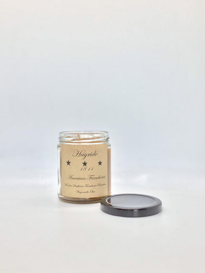 Hayride Highly Scented Candle/Jelly Jar 9 oz/Paraffin Wax/Farmhouse Candle/Hand poured Candle/Country-Primitive Candle