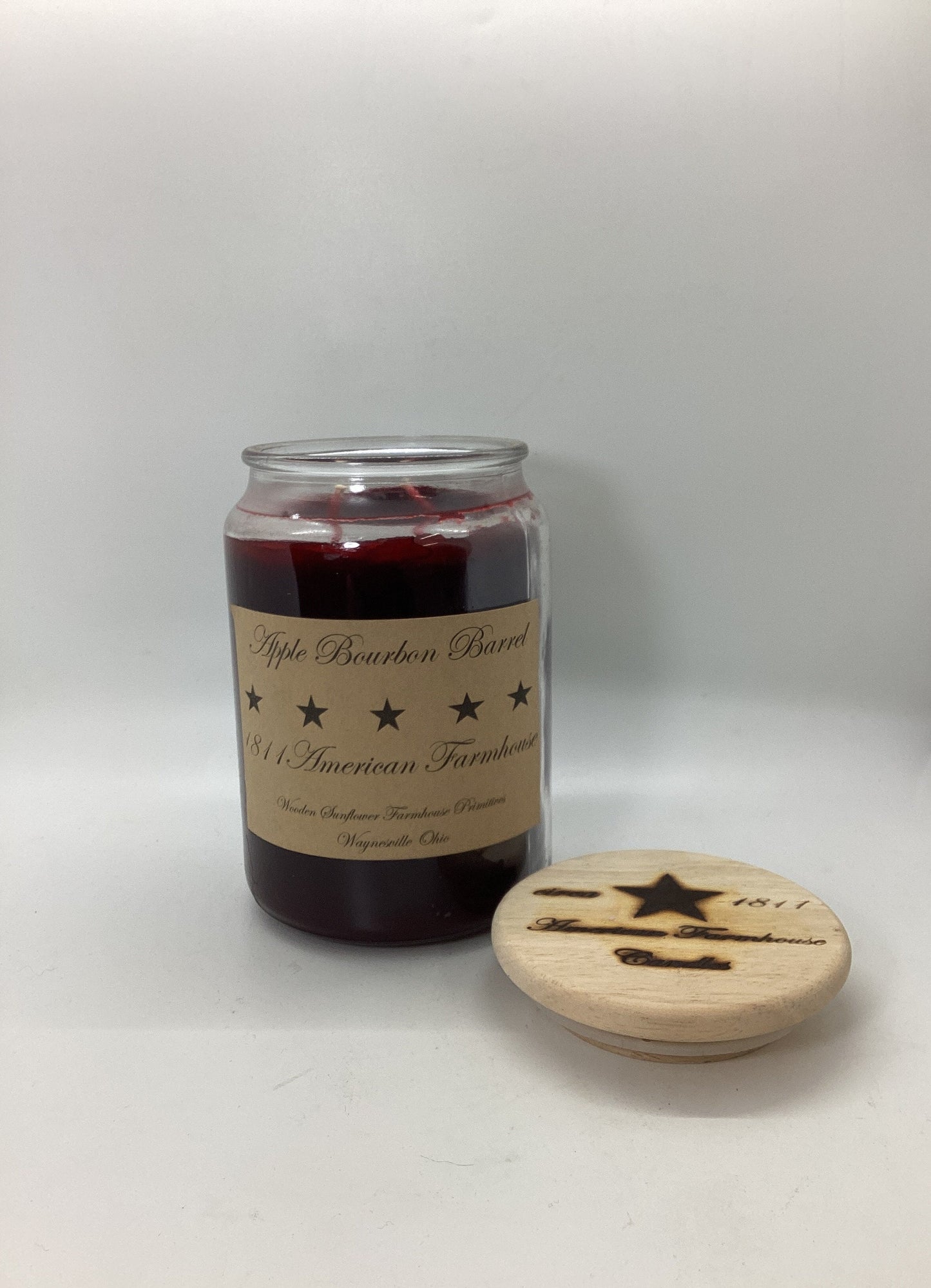 Apple Bourbon Barrel Highly Scented Candle /Apothecary Jar 26oz/Paraffin Wax/Farmhouse Candle/Hand-Poured Candle/Country-Primitive Candle