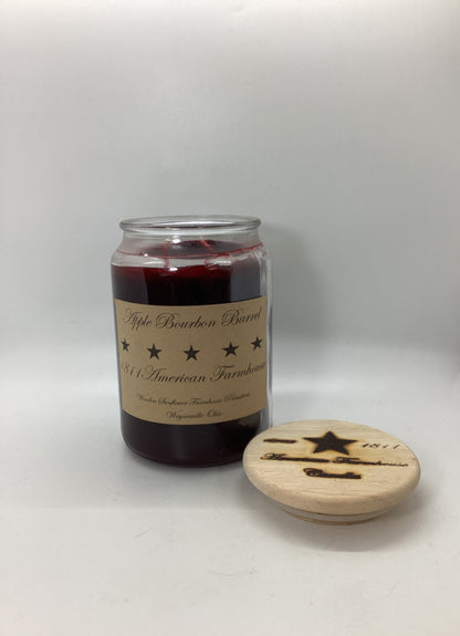 Apple Bourbon Barrel Highly Scented Candle /Apothecary Jar 26oz/Paraffin Wax/Farmhouse Candle/Hand-Poured Candle/Country-Primitive Candle