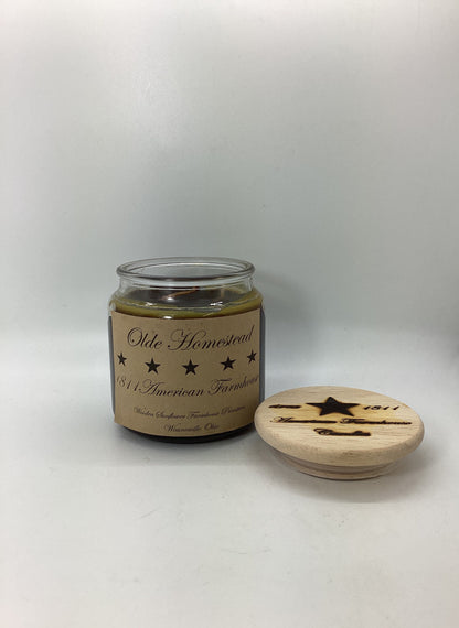 Olde Homestead Highly Fragrant Candle/Apothecary Jar 18oz/Paraffin Wax/Hand Poured Candle/Farmhouse Candle/Country-Primitive Candle