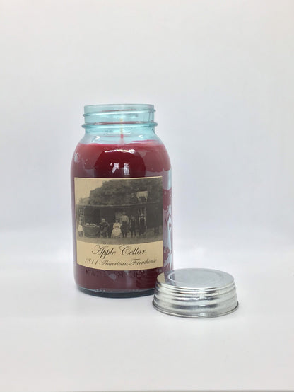 Apple Cellar Highly Scented Candle/Ball Jar 32 oz/Paraffin Wax/Farmhouse Candle/Hand Poured Candle/Country Primitive Candle