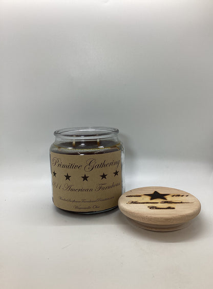 Primitive Gathering Highly Scented Candle/Apothecary Jar 18 oz/Paraffin Wax/Farmhouse Candle/Hand Poured Candle/Country-Primitive Candle