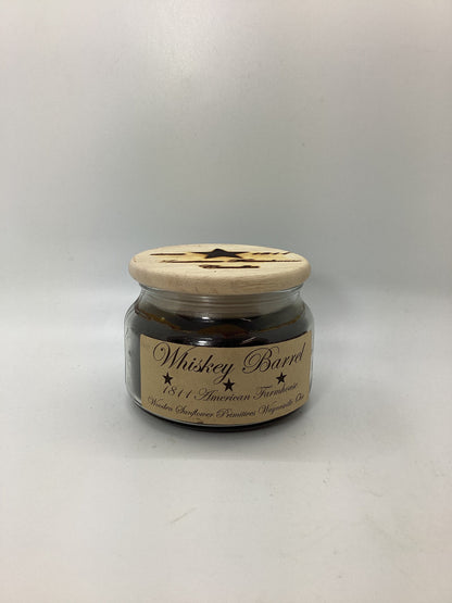 Whiskey Barrel Highly Scented Candle/Apothecary Jar 10 oz/Paraffin Wax/Farmhouse Candle/Hand Poured Candle/Country-Primitive Candle