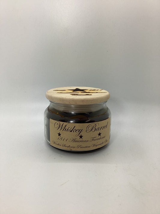 Whiskey Barrel Highly Scented Candle/Apothecary Jar 10 oz/Paraffin Wax/Farmhouse Candle/Hand Poured Candle/Country-Primitive Candle