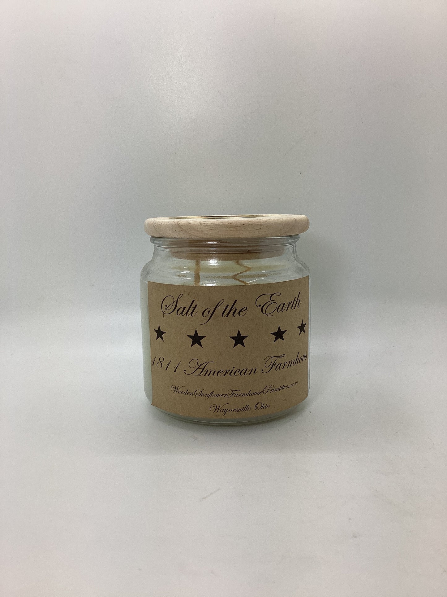 Salt of the Earth Highly Scented Candle/Apothecary Jar 18oz/Paraffin Wax/ Farmhouse Candle/Hand Poured Candle/ Country-Primitive Candle