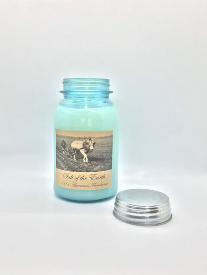 Salt of the Earth Highly Scented Candle/32oz Ball Jar/Paraffin Wax/Farmhouse Candle/Hand Poured Candle/Country-Primitive Candle