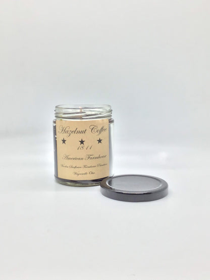 Hazelnut Coffee Highly Scented Candle/ Jelly Jar 9oz/Paraffin Wax/Farmhouse Candle/Hand poured Candle/ Country-Primitive Candle