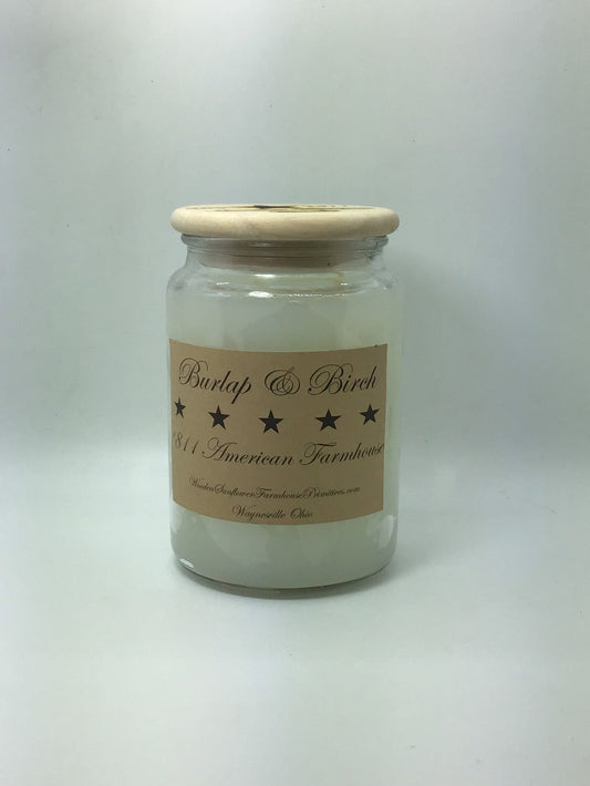 Burlap & Birch Highly Scented Candle/Apothecary Jar 26 oz/Paraffin Wax/Farmhouse Candle/Hand Poured Candle/Country-Primitive Candle