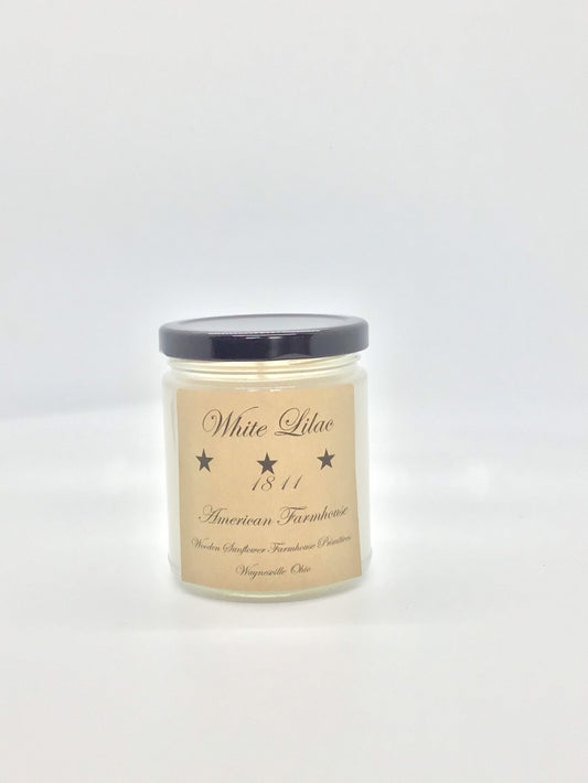 White Lilac Highly Scented Candle/ Jelly Jar 9oz/Paraffin Wax/Farmhouse Candle/Hand poured Candle/ Country-Primitive Candle