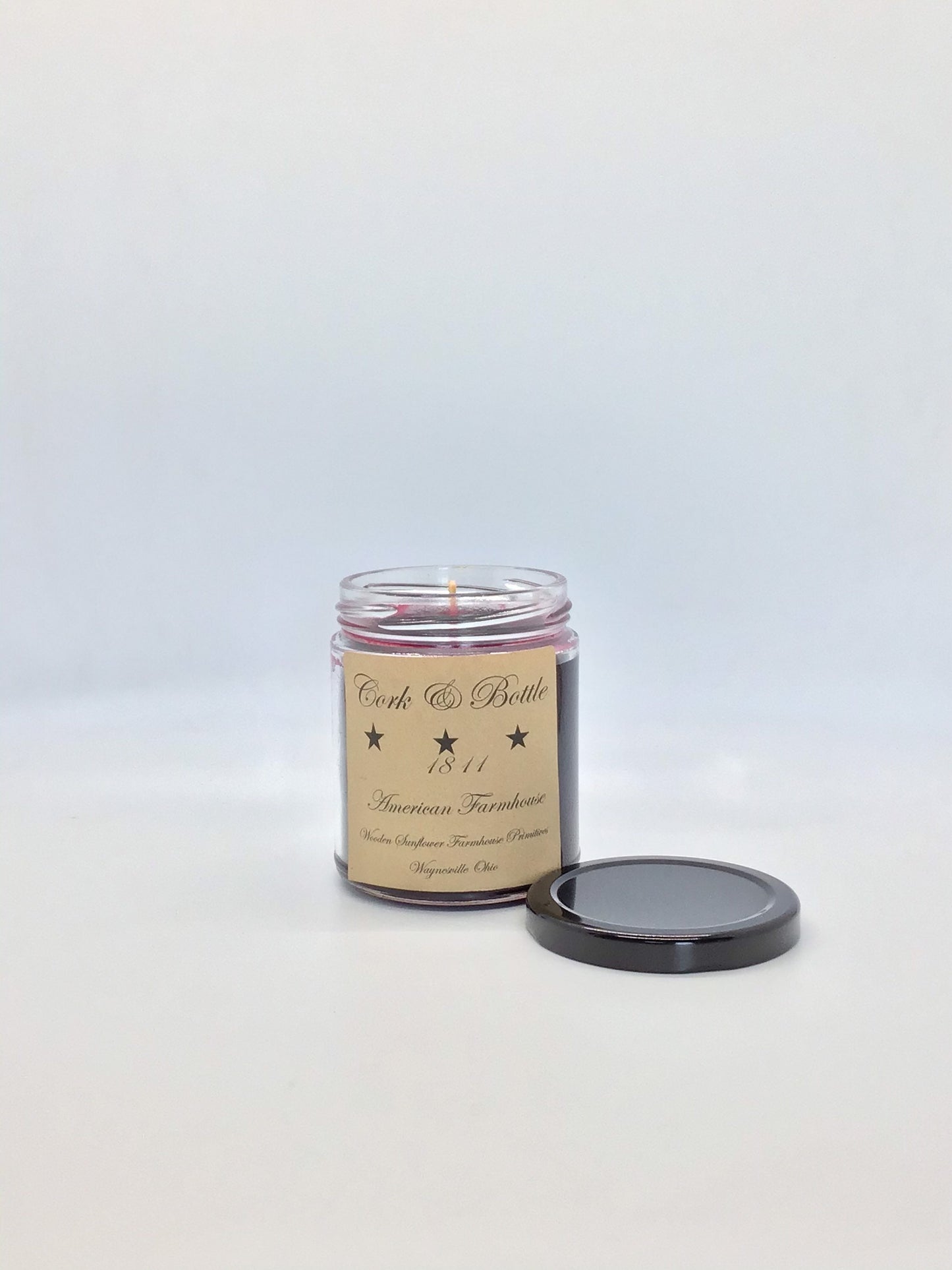 Cork & Bottle Highly Scented Candle/Jelly Jar 9 oz/Paraffin Wax/Farmhouse Candle/HandPoured Candle/Country Primitive Candle/