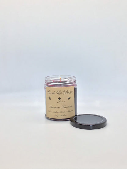 Cork & Bottle Highly Scented Candle/Jelly Jar 9 oz/Paraffin Wax/Farmhouse Candle/HandPoured Candle/Country Primitive Candle/