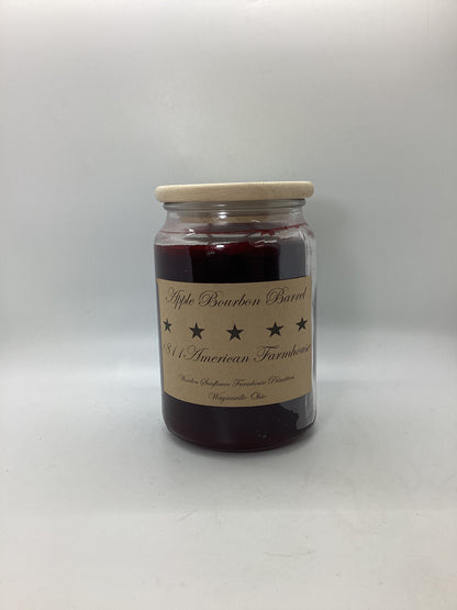 Apple Bourbon Barrel Highly Scented Candle /Apothecary Jar 26oz/Paraffin Wax/Farmhouse Candle/Hand-Poured Candle/Country-Primitive Candle