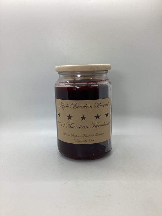Apple Bourbon Barrel Highly Scented Candle /Apothecary Jar 26oz/Paraffin Wax/Farmhouse Candle/Hand-Poured Candle/Country-Primitive Candle