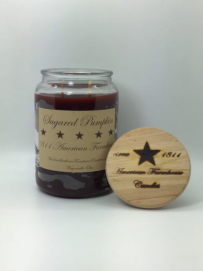 Sugared Pumpkin Highly Scented Candle /Apothecary Jar  26oz /Paraffin Wax/Farmhouse Candle/Hand Poured Candle/Country-Primitive Candle