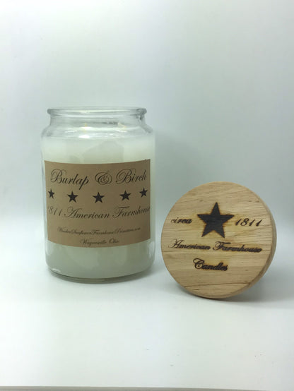Burlap & Birch Highly Scented Candle/Apothecary Jar 26 oz/Paraffin Wax/Farmhouse Candle/Hand Poured Candle/Country-Primitive Candle