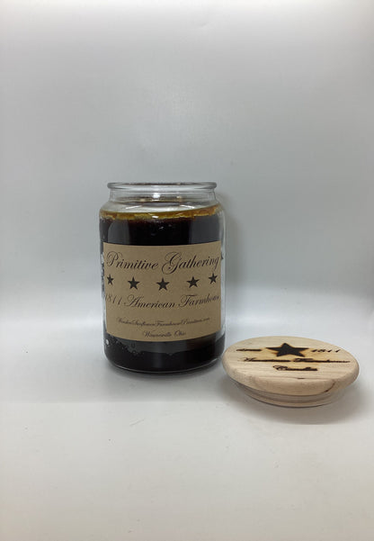 Primitive Gathering Highly Scented Candle/Apothecary Jar 26 oz/Paraffin Wax/‘Farmhouse Candle/Hand Poured Candle/Country-Primitive Candle