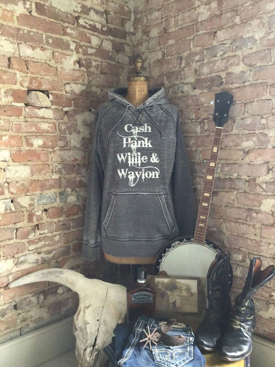 Cash Hank Willie Waylon/Unisex distressed graphic hoodie/Country shirt/country hoodie/country singers/cute hoodie