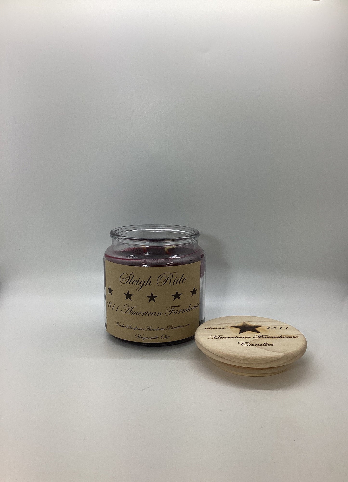 Sleigh Ride Highly Scented Candle/Apothecary Jar 18oz/Paraffin Wax/Farmhouse Candle/Hand Poured Candle/Country-Primitive Candle
