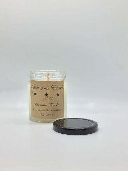 Salt of the Earth Highly Scented Candle/ Jelly Jar 9oz/Paraffin Wax/Farmhouse Candle/Hand poured Candle/ Country-Primitive Candle